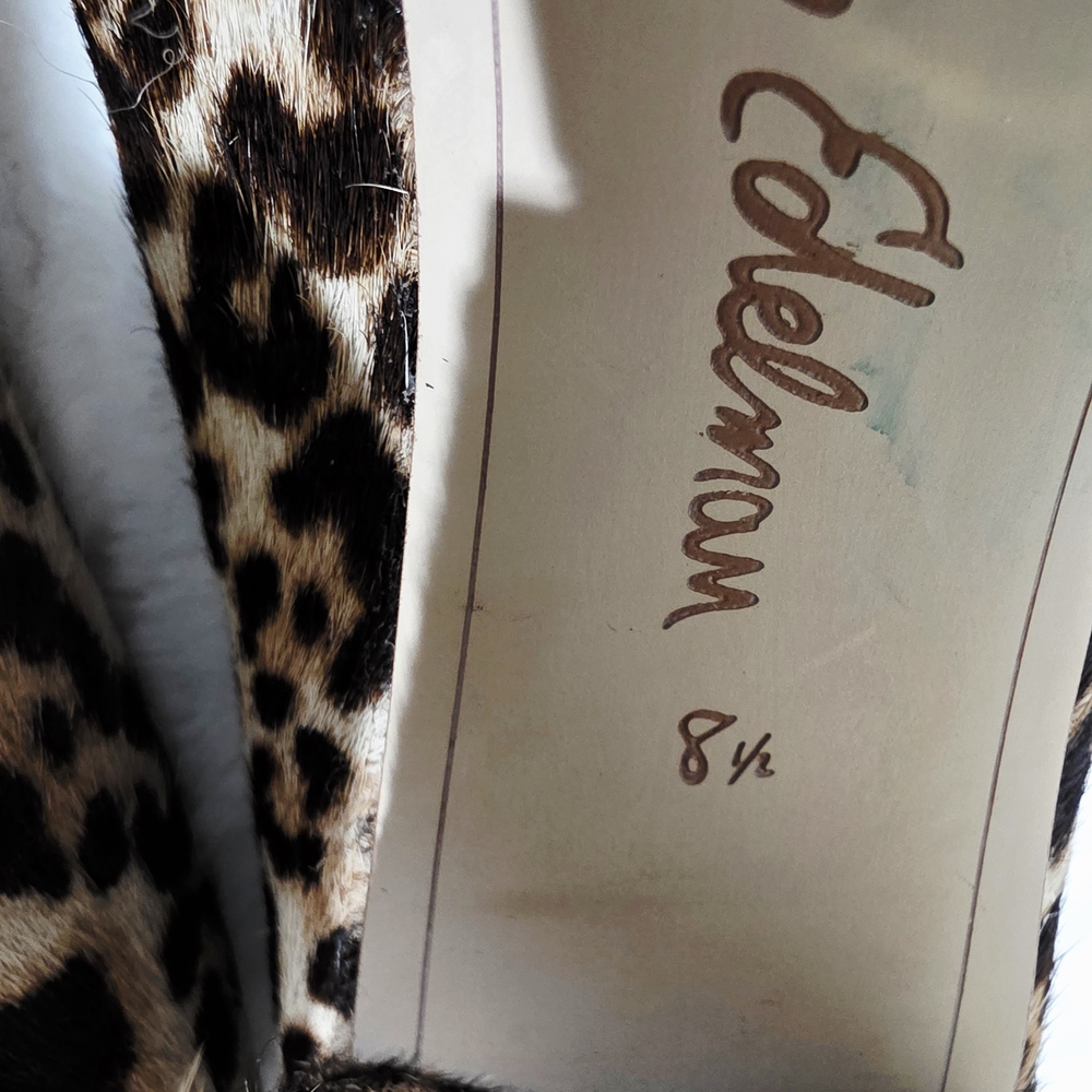 Sam Edelman's Calf Hair Leopard Print Block Heel Pumps Size 8 1/2 - Picture 10 of 13